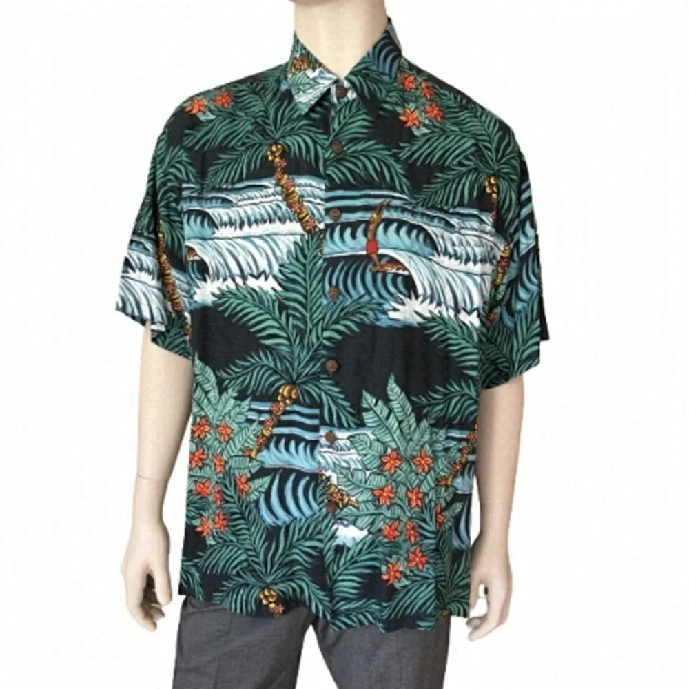 Ron Anderson Collection Rayon Hawaiian Tiki Shirt Vintage - Picture 1 of 9